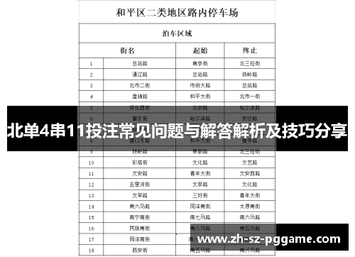 北单4串11投注常见问题与解答解析及技巧分享