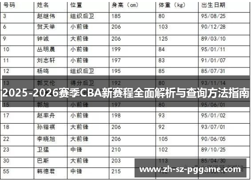 2025-2026赛季CBA新赛程全面解析与查询方法指南